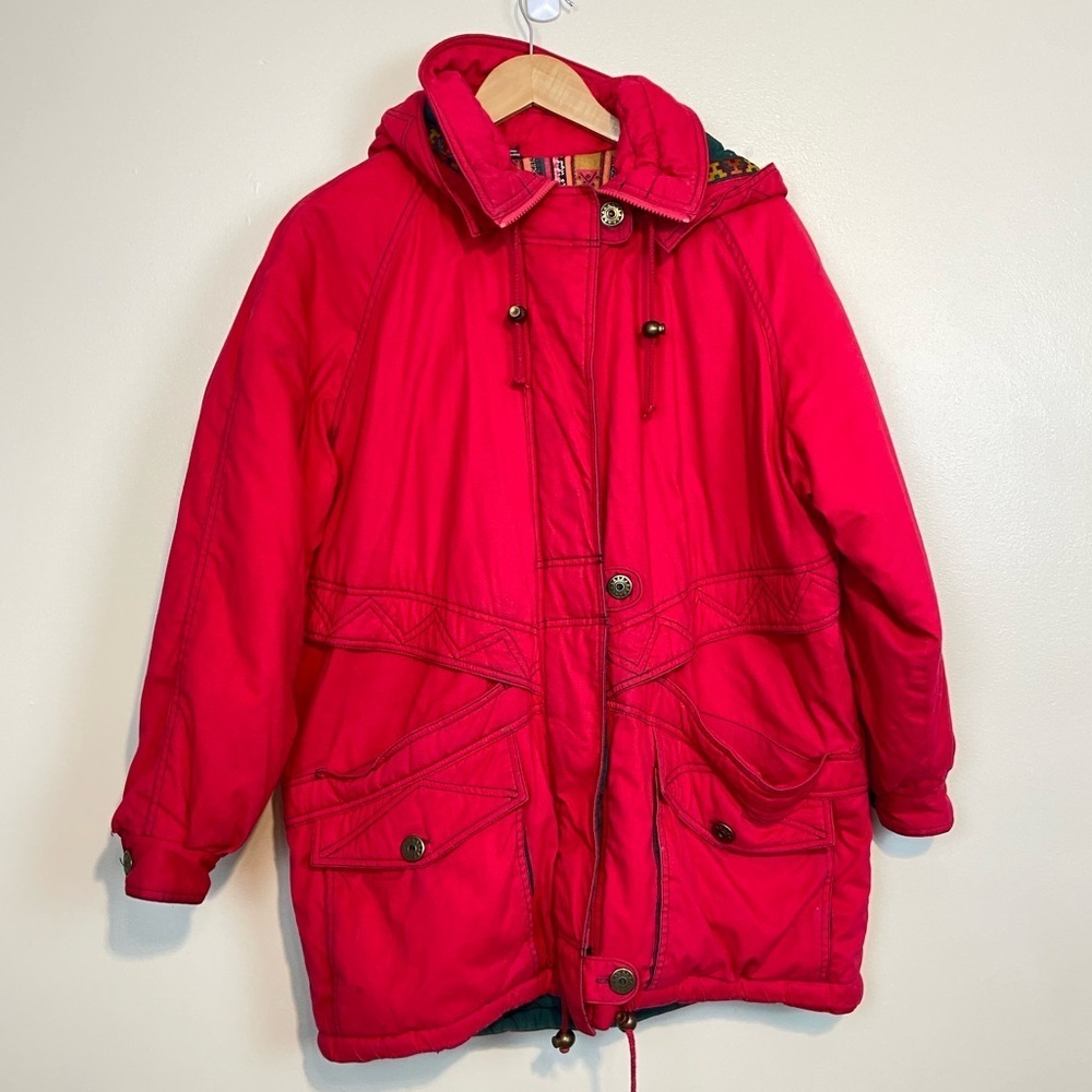 Vintage Boho Dash Pink Quilted Parka Jacket